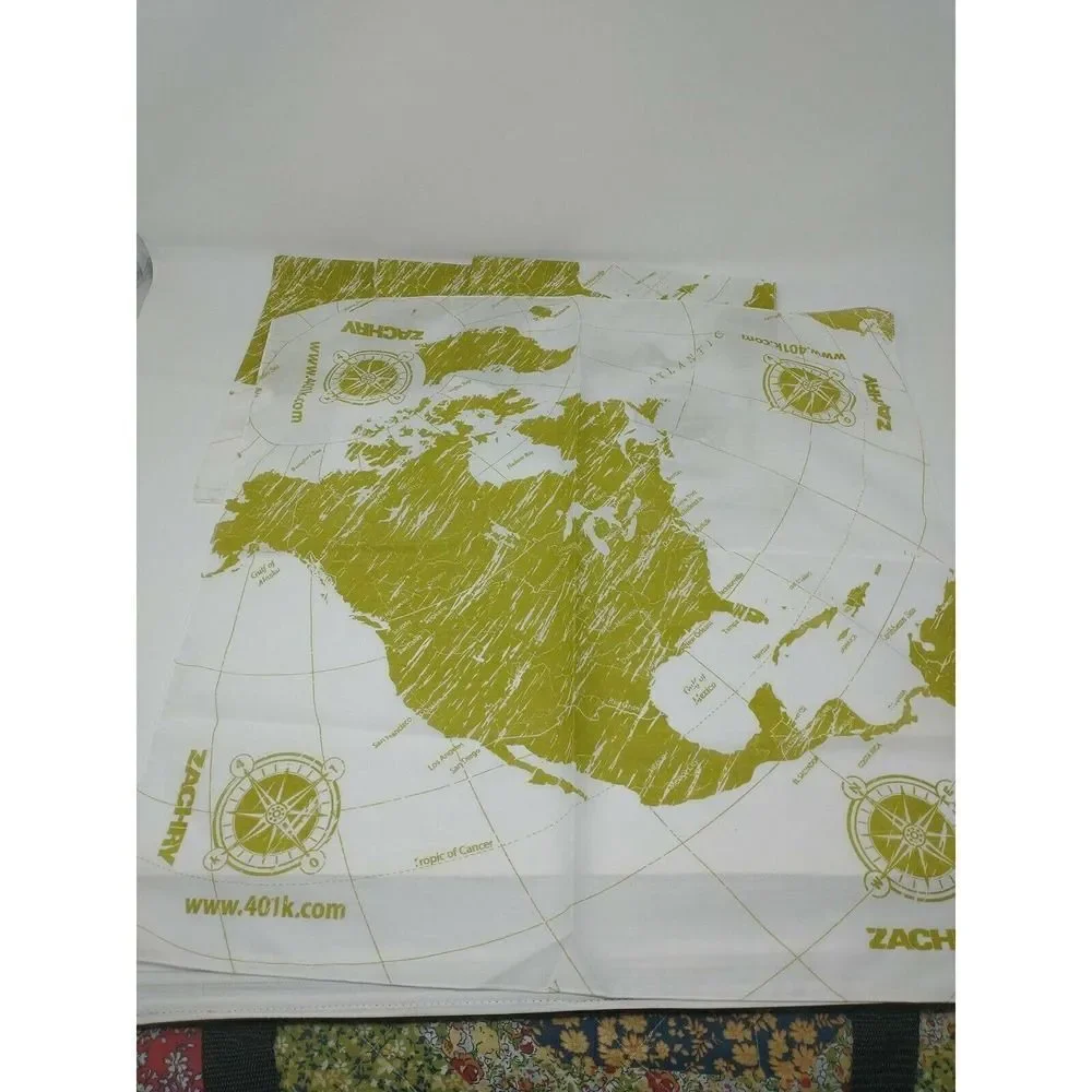 Zachry North American Map Bandanas Lot Of 4 Unique Design Special Deal Green Wht